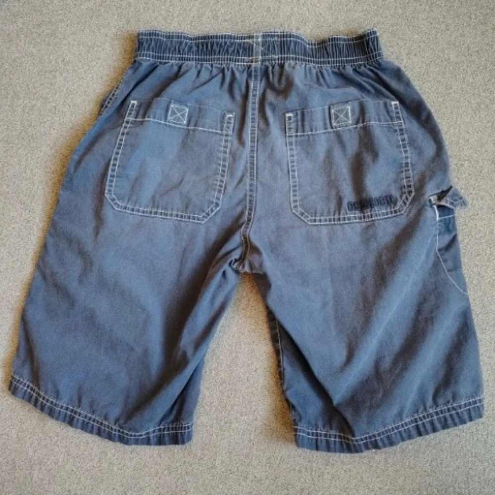 Oshkosh Bgosh Denim Shorts Boys 7X Blue Drawstring Cargo Stitched Pockets